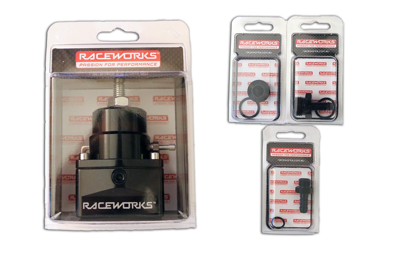 Raceworks Adjustable EFI Fuel Pressure Regulator FPR Kit E85 9.5mm 3/8