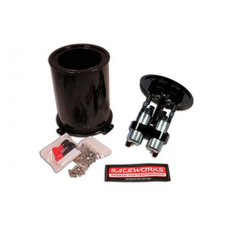 Raceworks 2.8 litre twin pump surge tank kit with Walbro 255 Pumps