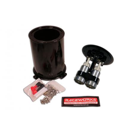 Raceworks 2.8 litre twin pump surge tank kit with Walbro 460 Pumps