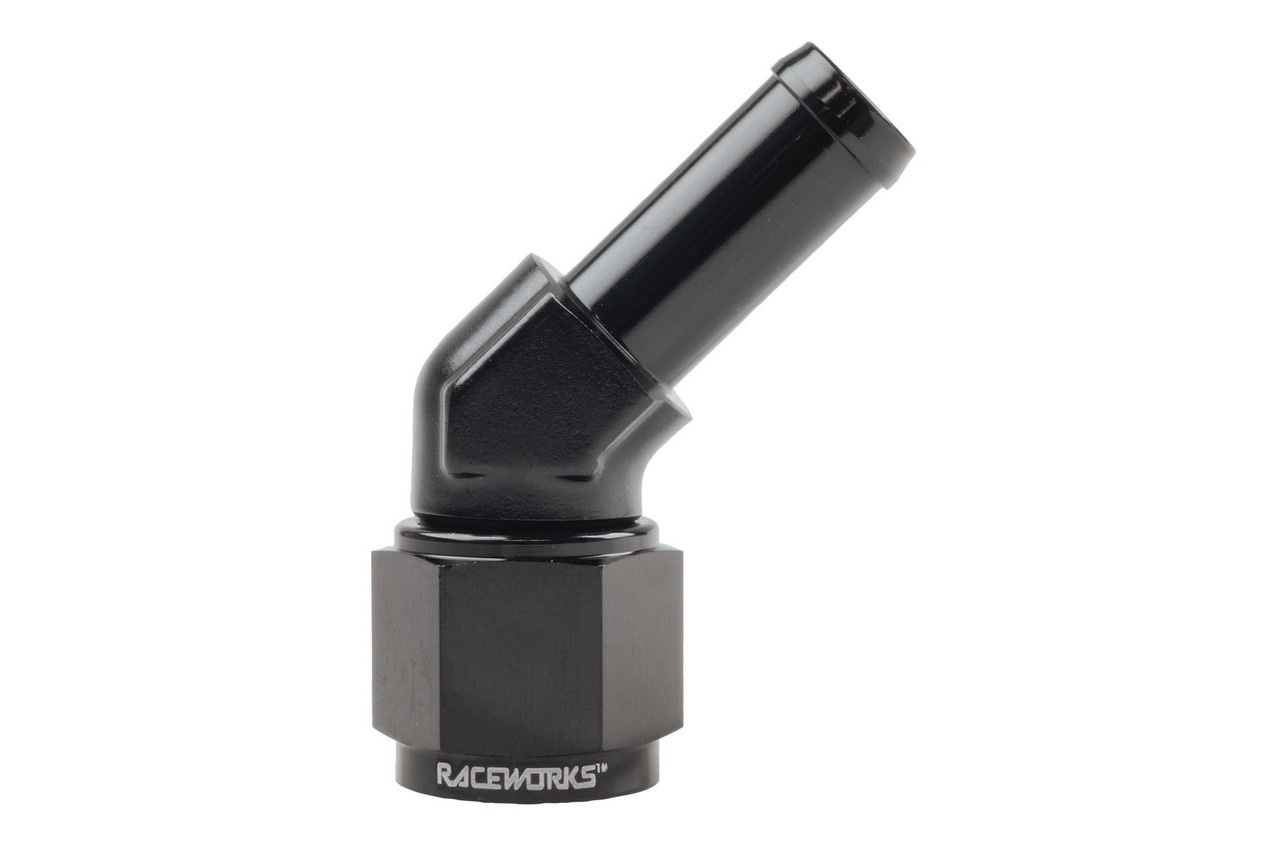 Raceworks AN10 ORB To 10mm Barb Swivel 90 Degree Fitting -10AN Black (RWF-415-10-06BK)