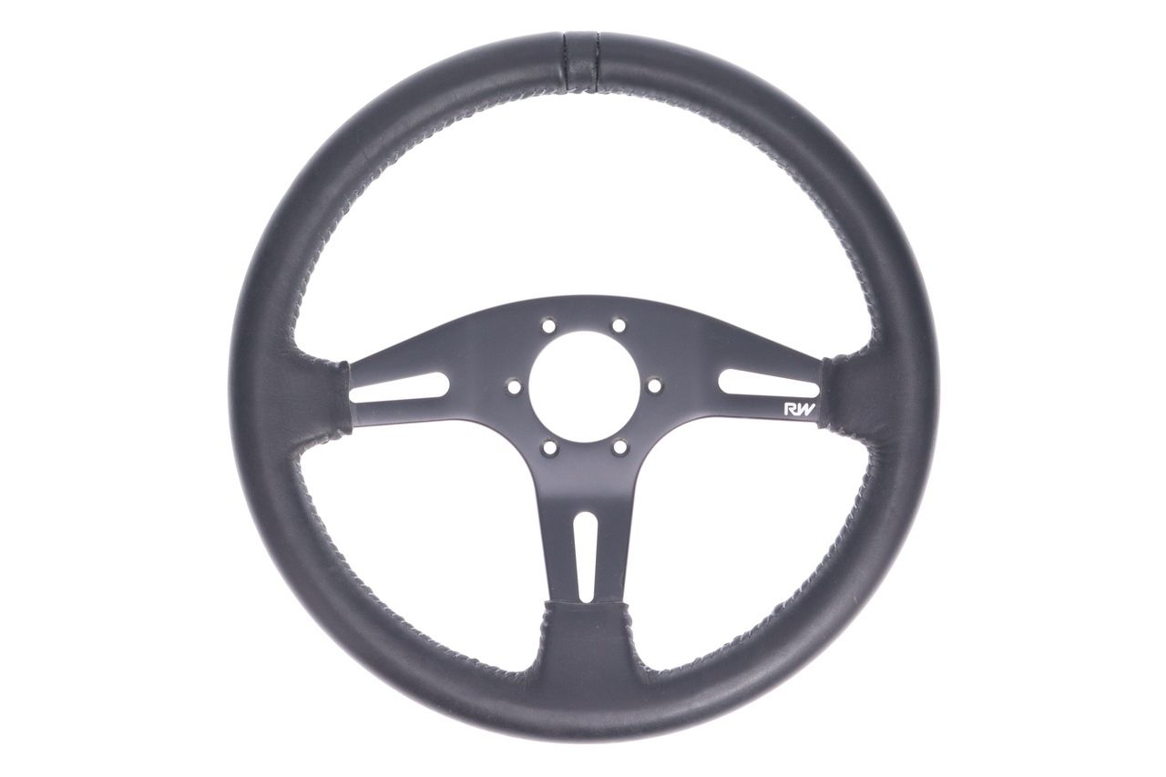Gray Racing Steering Wheel Raceworks Leather Steering Wheel – Black with Grey Stitching – T.I ...