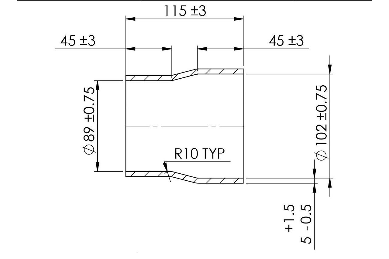Turbosmart Silicone Reducer Hose - Black 2.25