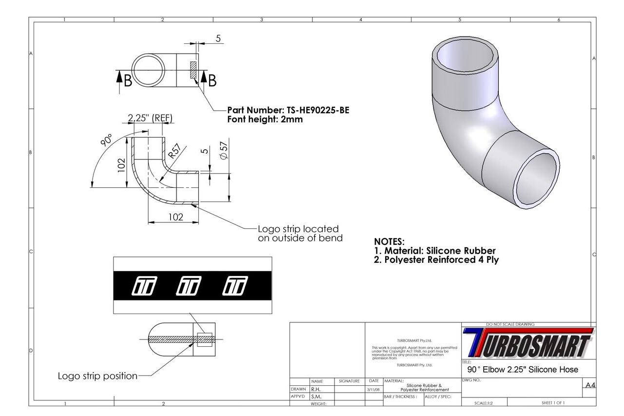 Turbosmart 45deg Elbow 3.50